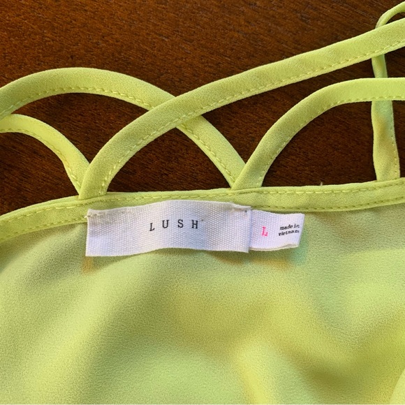 ๐ 2/$10 Lush neon green yellow tank top crisscross back - Picture 8 of 8